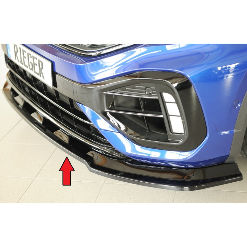 Rieger lipa pod přední nárazník pouze pro R / R-Line pro Volkswagen T-roc A1 5-dvéř., 01/22-, plast ABS lakovaný do černé lesklé barvy