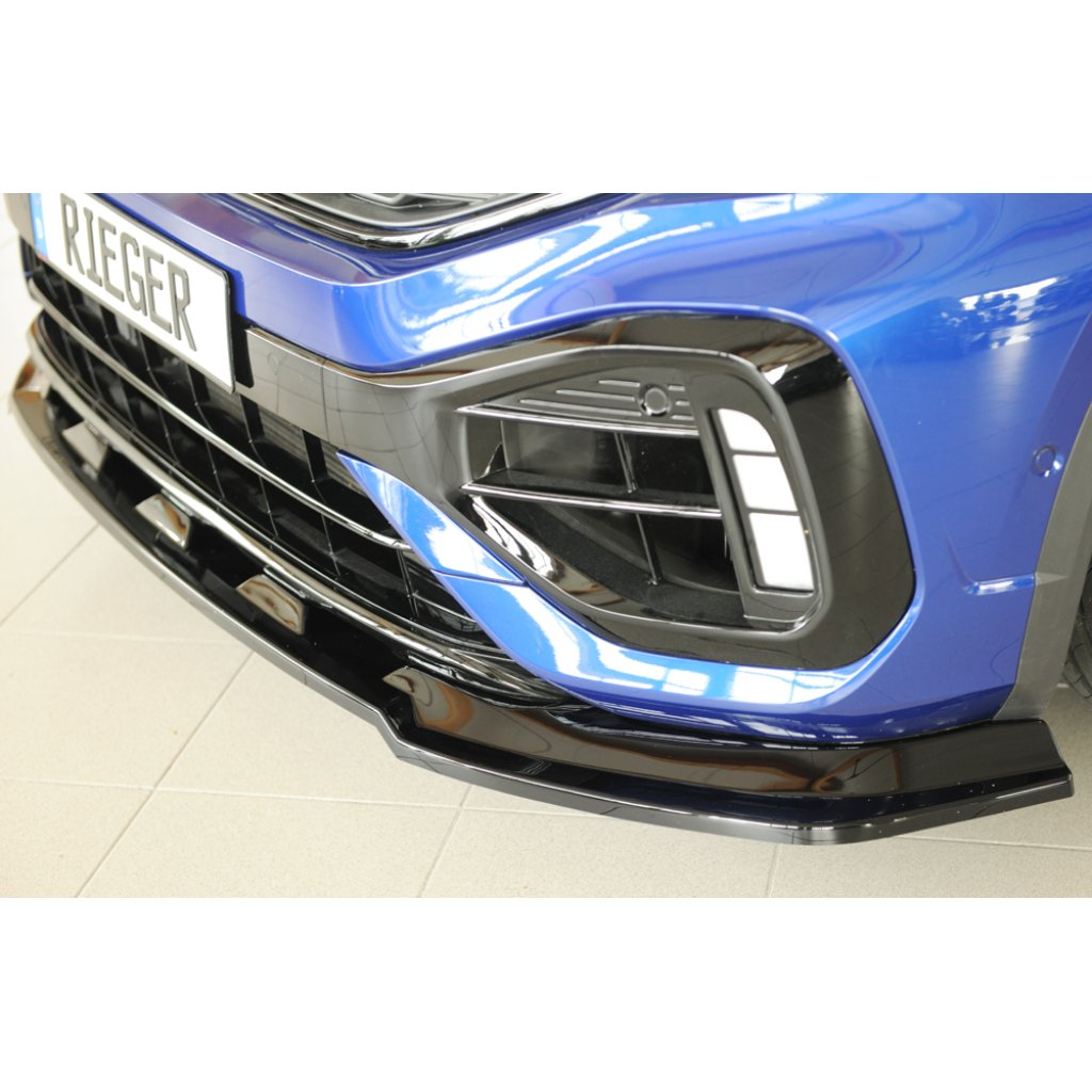 Rieger lipa pod přední nárazník pouze pro R / R-Line pro Volkswagen T-roc A1 5-dvéř., 01/22-, plast ABS lakovaný do černé lesklé barvy
