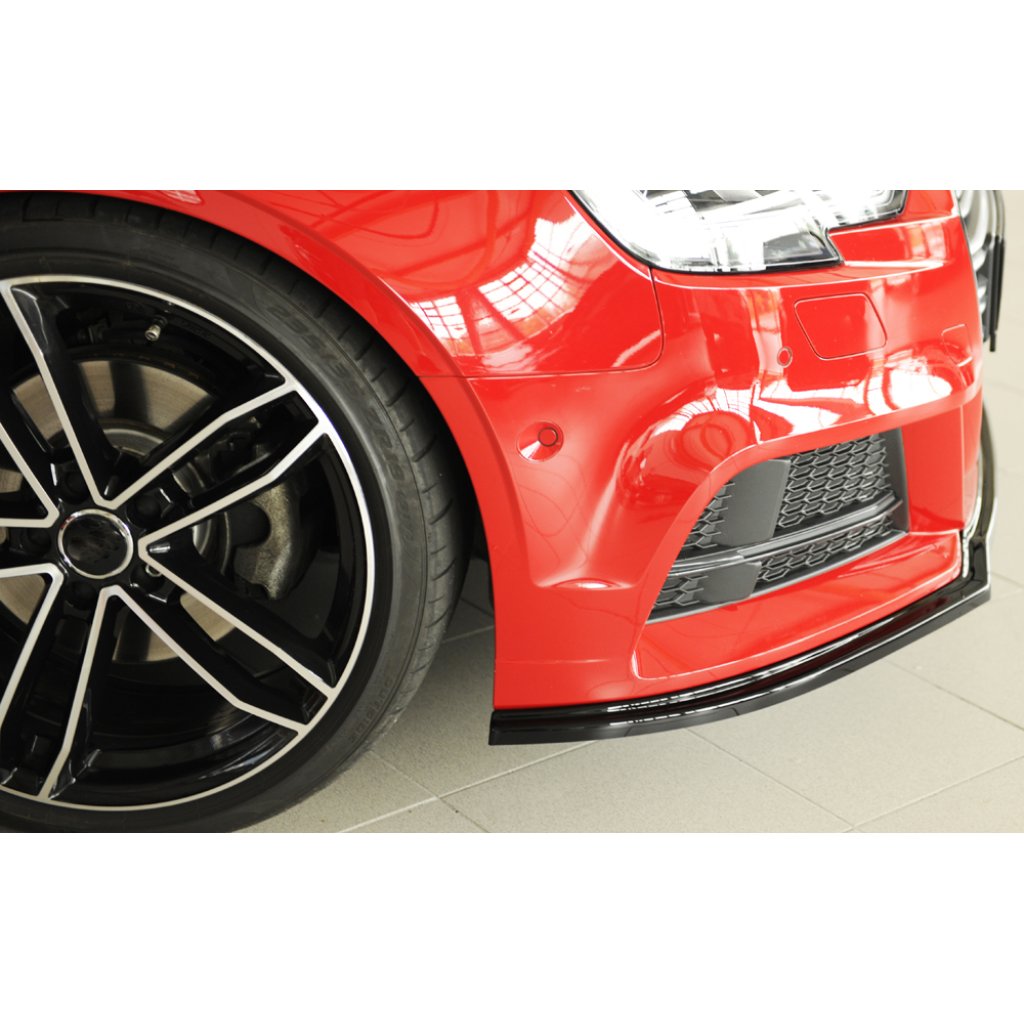 Rieger lipa pod přední nárazník pro Audi A3 8V 3-dvéř. (convertible 8V7), 5-dvéř. (sedan 8VS) po faceliftu, 09/16-, plast ABS lakovaný do černé lesklé barvy