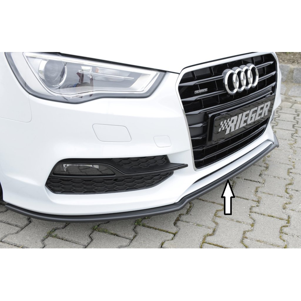 Rieger lipa pod přední nárazník pro Audi A3 S3 8V 3-dvéř. (convertible 8V7), 5-dvéř. (sedan 8VS) před faceliftem, 05/13-08/16, plast ABS bez povrchové úpravy