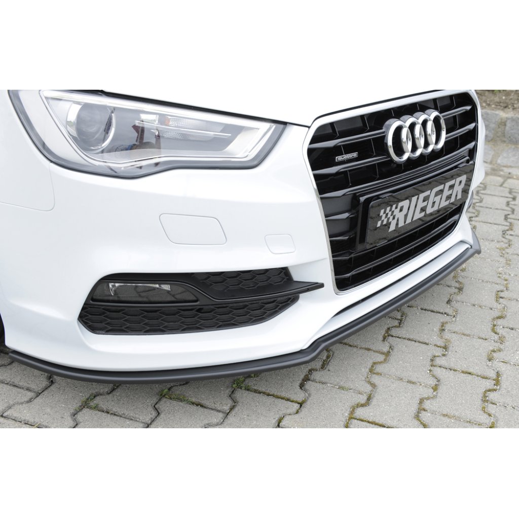 Rieger lipa pod přední nárazník pro Audi A3 S3 8V 3-dvéř. (convertible 8V7), 5-dvéř. (sedan 8VS) před faceliftem, 05/13-08/16, plast ABS bez povrchové úpravy