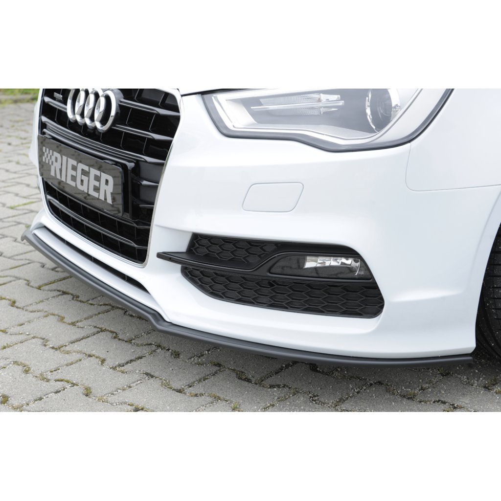 Rieger lipa pod přední nárazník pro Audi A3 S3 8V 3-dvéř. (convertible 8V7), 5-dvéř. (sedan 8VS) před faceliftem, 05/13-08/16, plast ABS bez povrchové úpravy