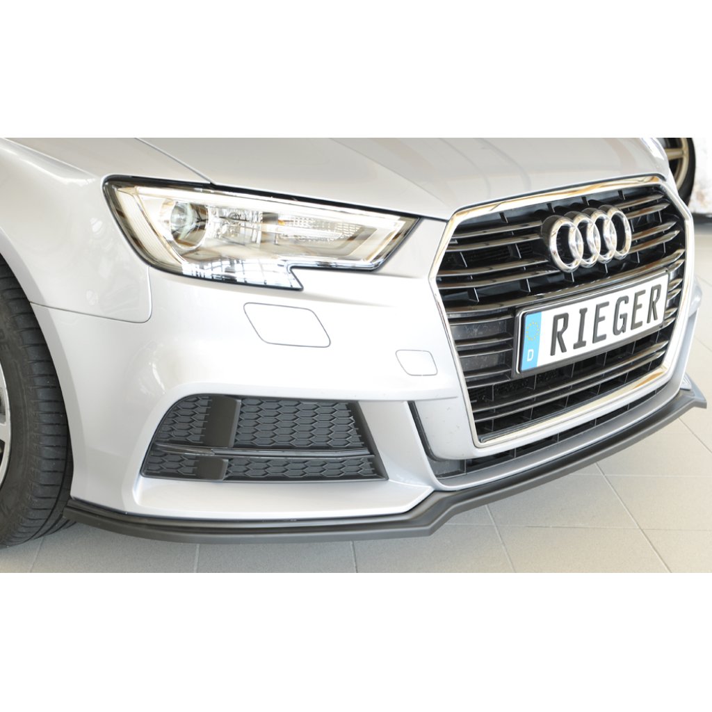 Rieger lipa pod přední nárazník pro Audi A3 S3 8V 3-dvéř. (hatchback 8V1), 5-dvéř. (sportback 8VA) po faceliftu, 09/16-, plast ABS bez povrchové úpravy
