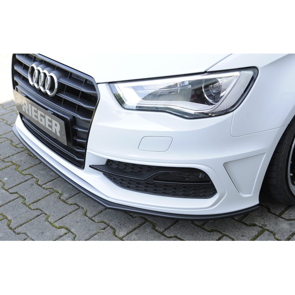 Rieger lipa pod přední nárazník pro Audi A3 S3 8V 3-dvéř. (hatchback 8V1), 5-dvéř. (sportback 8VA) před faceliftem, 05/13-08/16, plast ABS bez povrchové úpravy