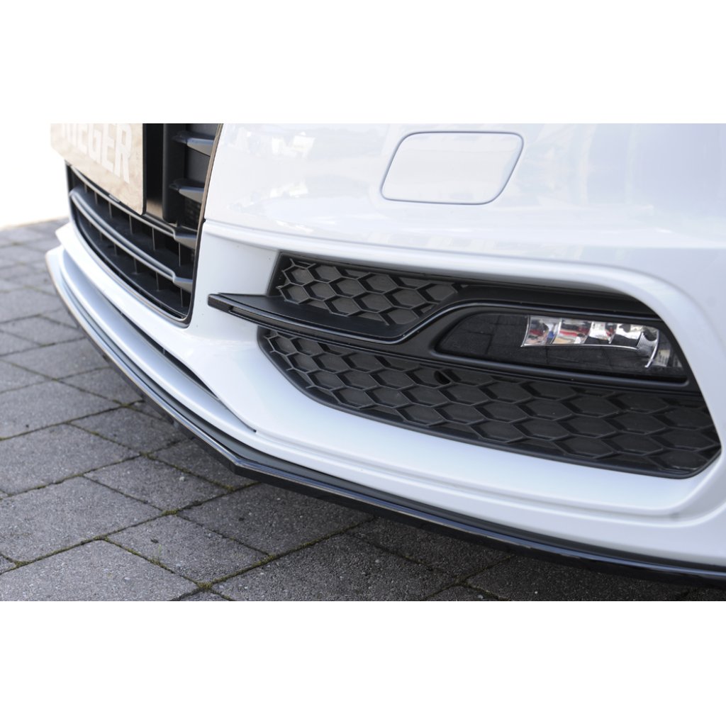 Rieger lipa pod přední nárazník pro Audi A3 S3 8V 3-dvéř. (hatchback 8V1), 5-dvéř. (sportback 8VA) před faceliftem, 05/13-08/16, plast ABS lakovaný do černé lesklé barvy