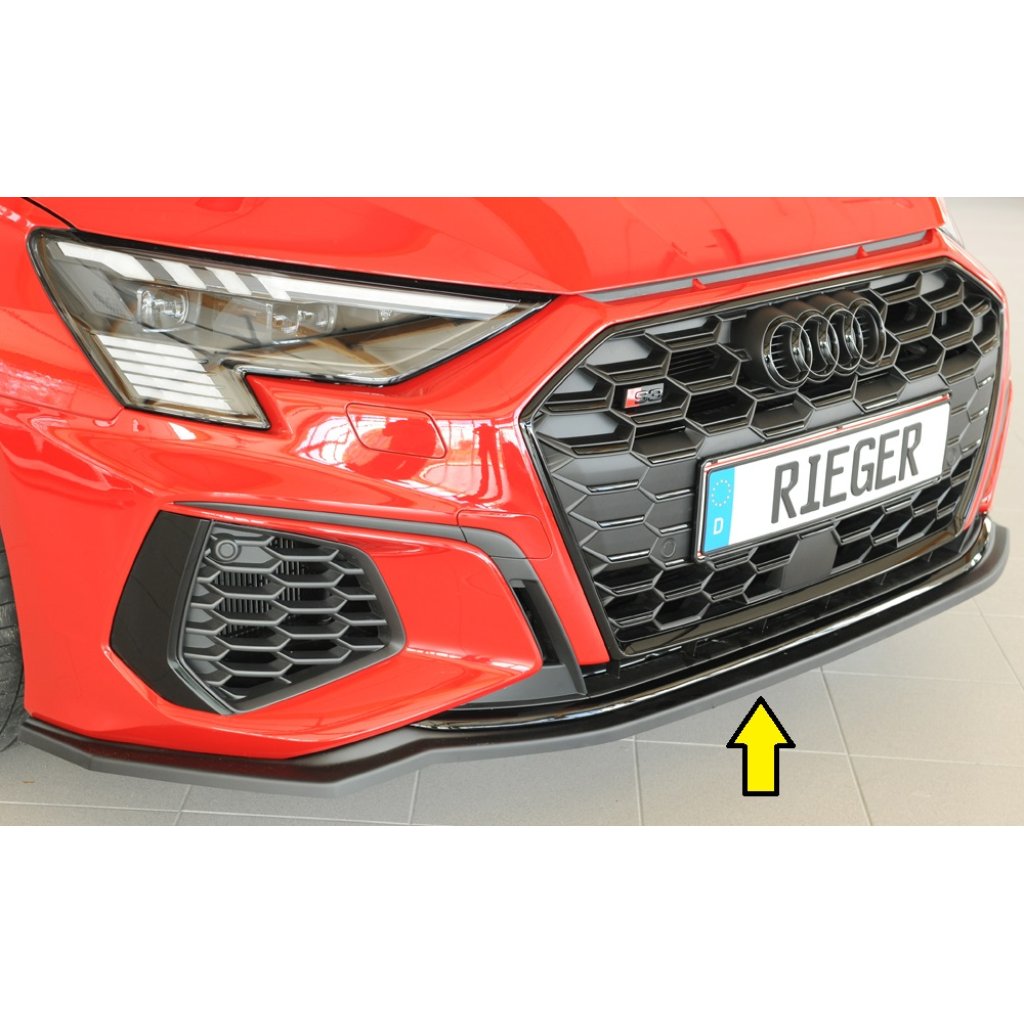 Rieger lipa pod přední nárazník pro Audi A3 S3 GY 5-dvéř. (sedan), 07/20-, plast ABS bez povrchové úpravy