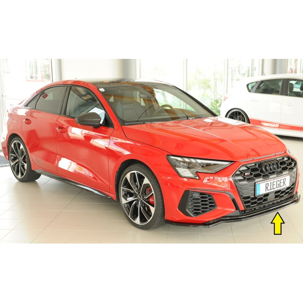 Rieger lipa pod přední nárazník pro Audi A3 S3 GY 5-dvéř. (sedan), 07/20-, plast ABS lakovaný do černé lesklé barvy