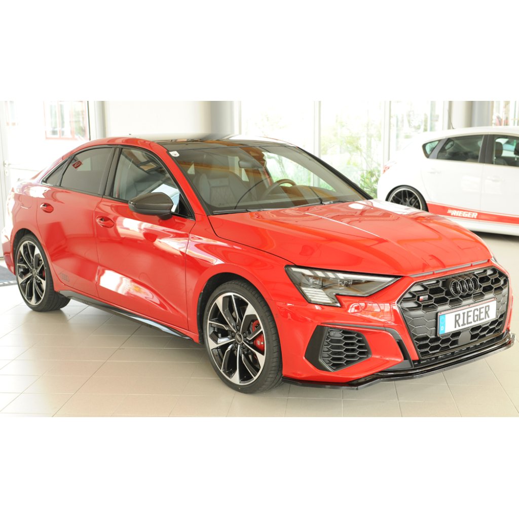 Rieger lipa pod přední nárazník pro Audi A3 S3 GY 5-dvéř. (sedan), 07/20-, plast ABS lakovaný do černé lesklé barvy