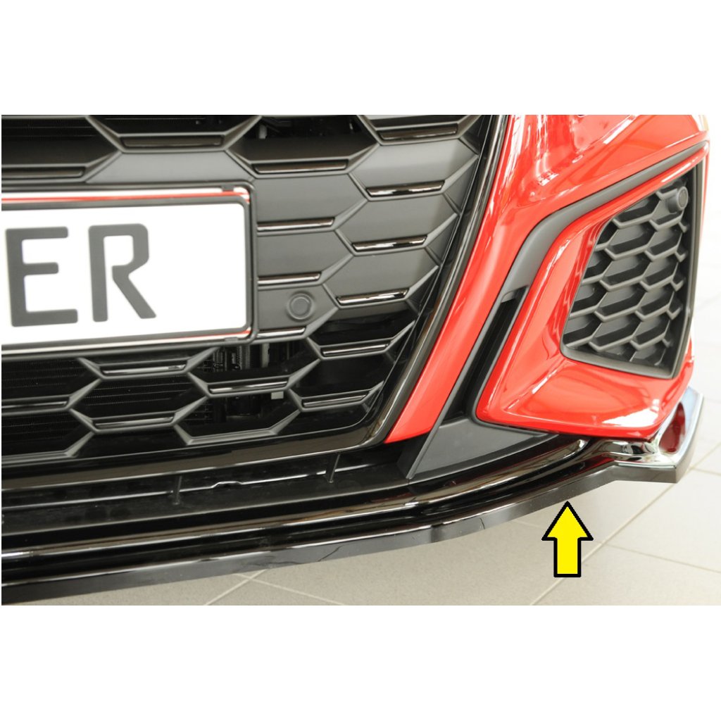 Rieger lipa pod přední nárazník pro Audi A3 S3 GY 5-dvéř. (sedan), 07/20-, plast ABS lakovaný do černé lesklé barvy