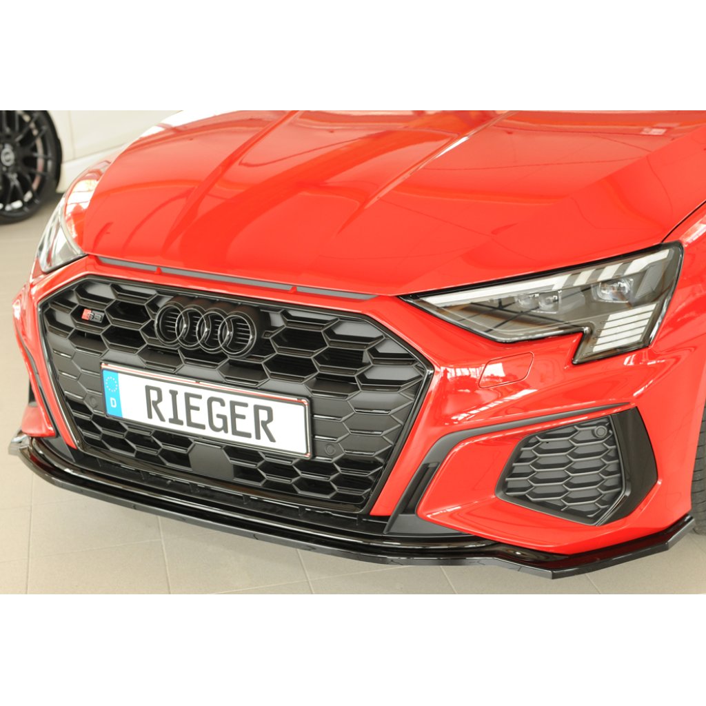 Rieger lipa pod přední nárazník pro Audi A3 S3 GY 5-dvéř. (sedan), 07/20-, plast ABS lakovaný do černé lesklé barvy