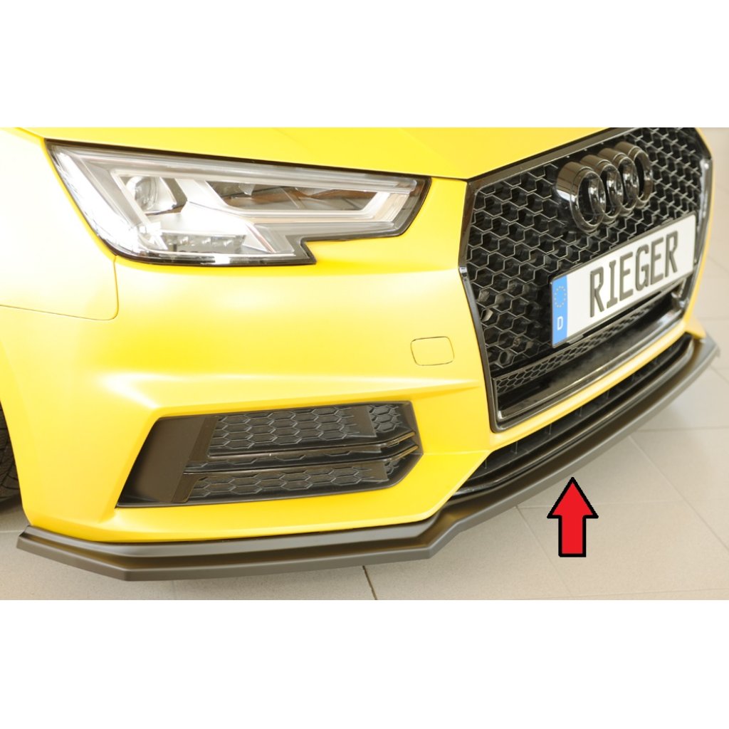 Rieger lipa pod přední nárazník pro Audi A4 S4 B9, F4 avant, 08/15-07/18, plast ABS bez povrchové úpravy