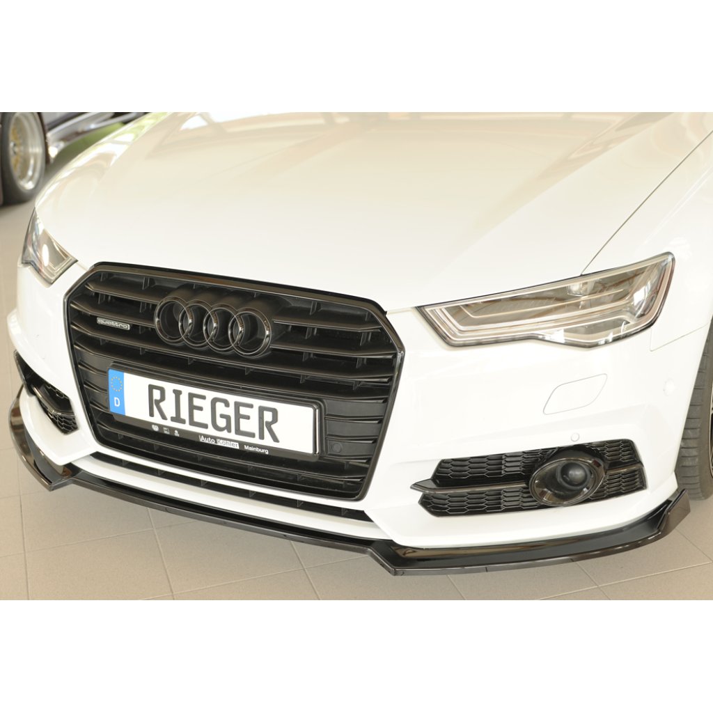 Rieger lipa pod přední nárazník pro Audi A6 4G, C7 sedan, 09/14-, plast ABS lakovaný do černé lesklé barvy