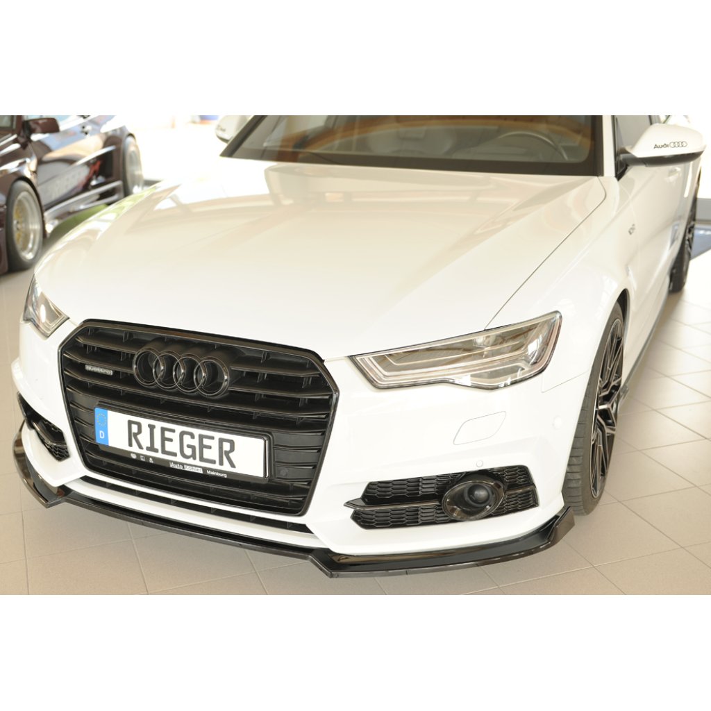 Rieger lipa pod přední nárazník pro Audi A6 4G, C7 sedan, 09/14-, plast ABS lakovaný do černé lesklé barvy
