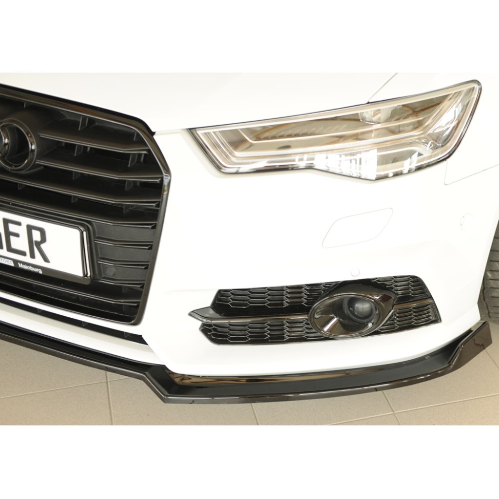 Rieger lipa pod přední nárazník pro Audi A6 4G, C7 sedan, 09/14-, plast ABS lakovaný do černé lesklé barvy
