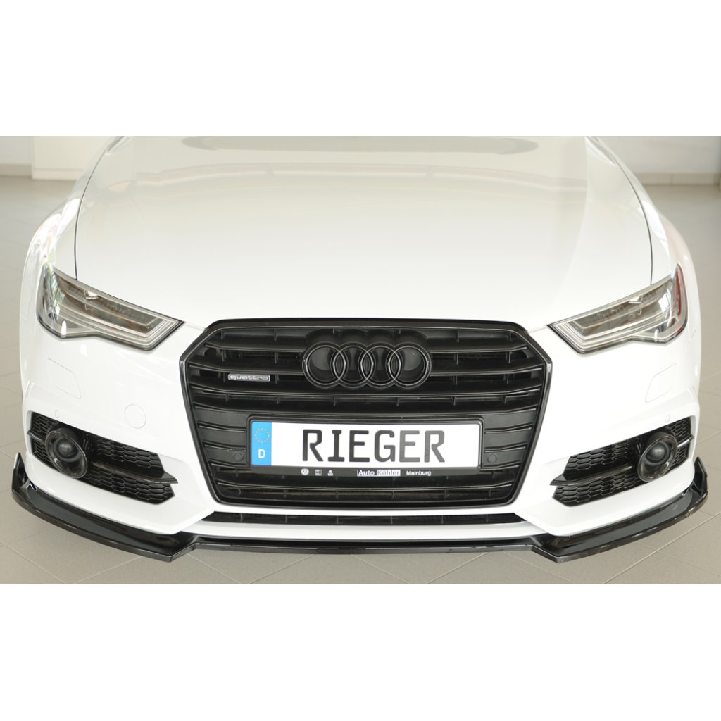 Rieger lipa pod přední nárazník pro Audi A6 4G, C7 sedan, 09/14-, plast ABS lakovaný do černé lesklé barvy