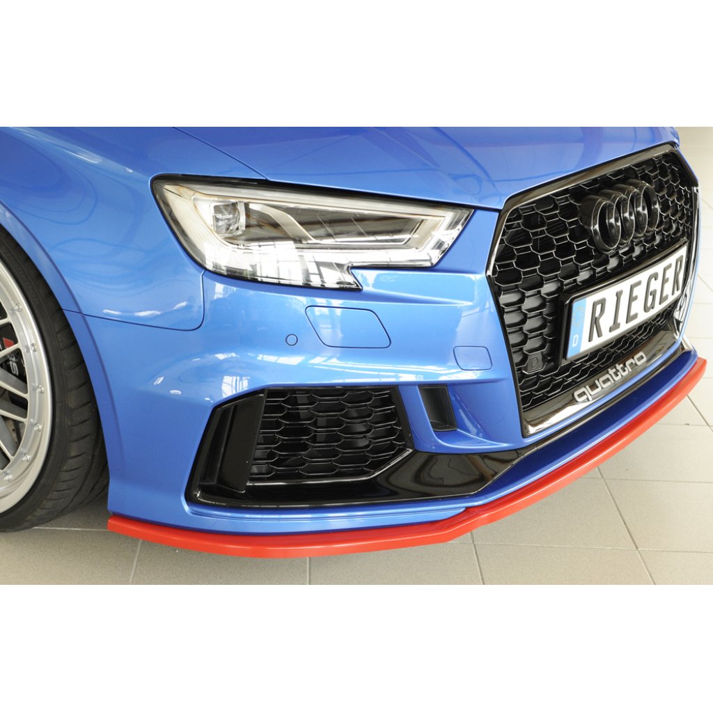 Rieger lipa pod přední nárazník pro Audi RS3 8V 5-dvéř. (sedan 8VS / 8VM), 5-dvéř. (sportback 8VA / 8VF) po faceliftu, 02/17-, plast ABS bez povrchové úpravy