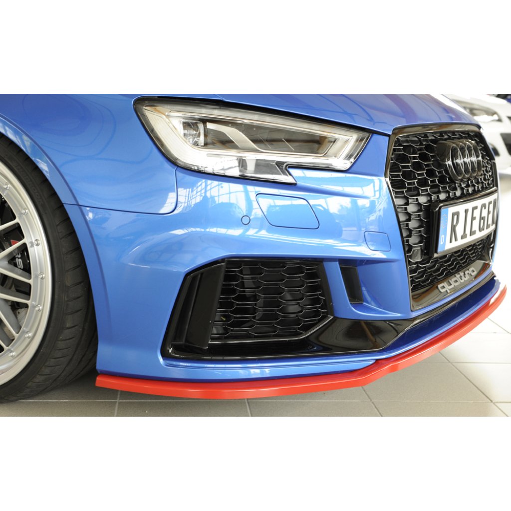 Rieger lipa pod přední nárazník pro Audi RS3 8V 5-dvéř. (sedan 8VS / 8VM), 5-dvéř. (sportback 8VA / 8VF) po faceliftu, 02/17-, plast ABS bez povrchové úpravy