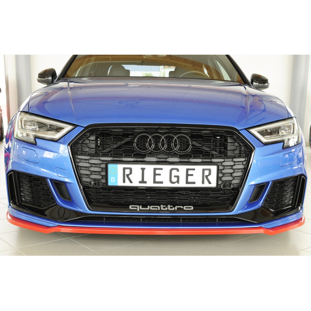Rieger lipa pod přední nárazník pro Audi RS3 8V 5-dvéř. (sedan 8VS / 8VM), 5-dvéř. (sportback 8VA / 8VF) po faceliftu, 02/17-, plast ABS bez povrchové úpravy