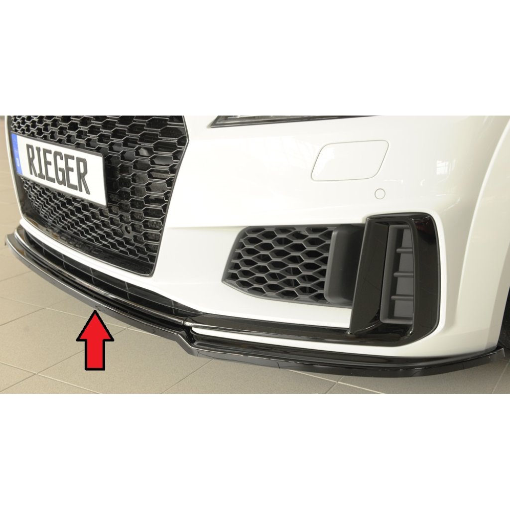 Rieger lipa pod přední nárazník pro Audi TT 8J-FV, 8S kupé, roadster po faceliftu, 09/18-, plast ABS lakovaný do černé lesklé barvy