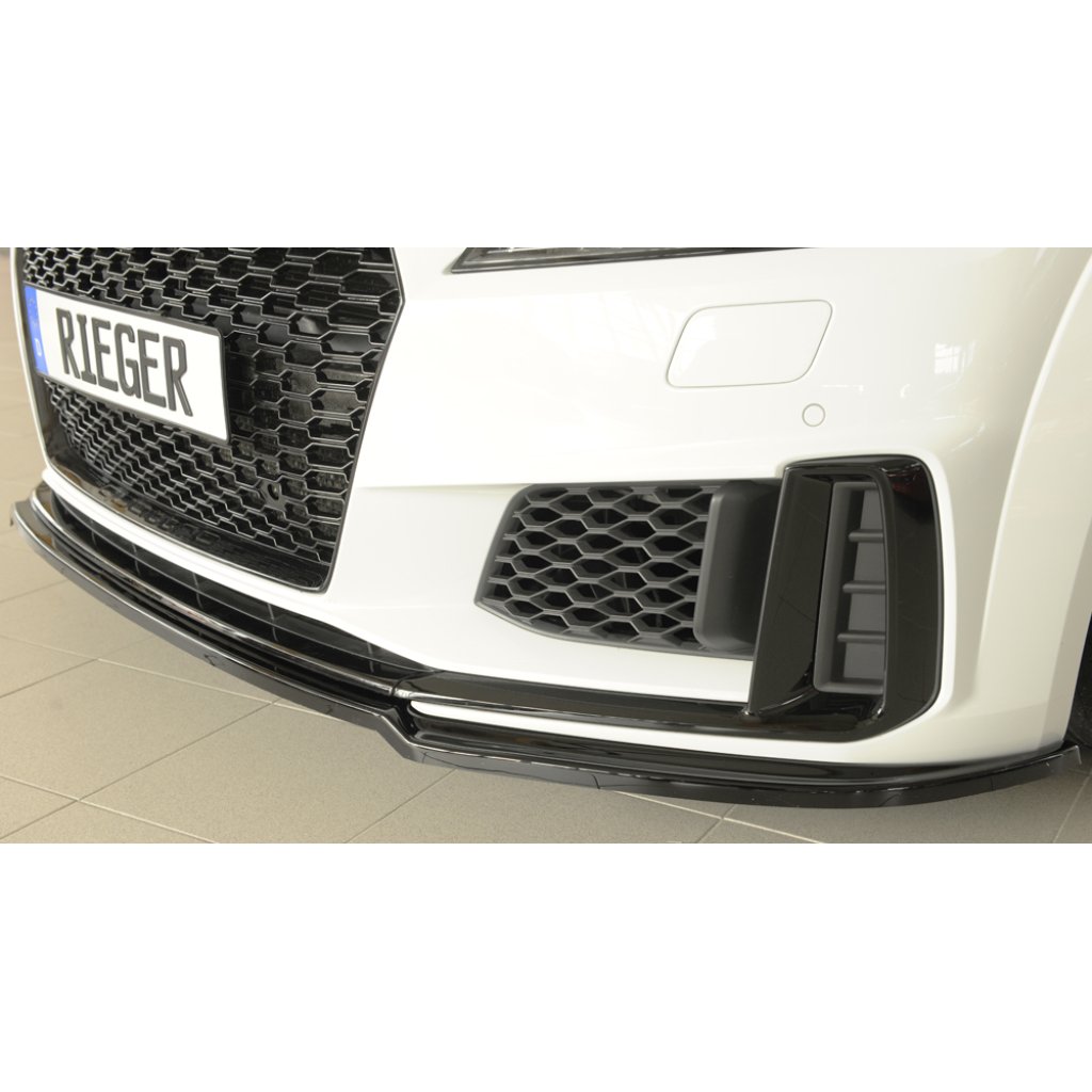 Rieger lipa pod přední nárazník pro Audi TT 8J-FV, 8S kupé, roadster po faceliftu, 09/18-, plast ABS lakovaný do černé lesklé barvy