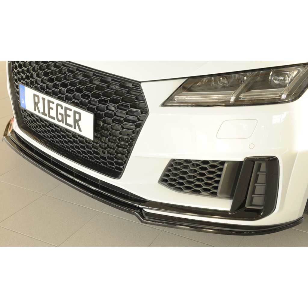 Rieger lipa pod přední nárazník pro Audi TT 8J-FV, 8S kupé, roadster po faceliftu, 09/18-, plast ABS lakovaný do černé lesklé barvy