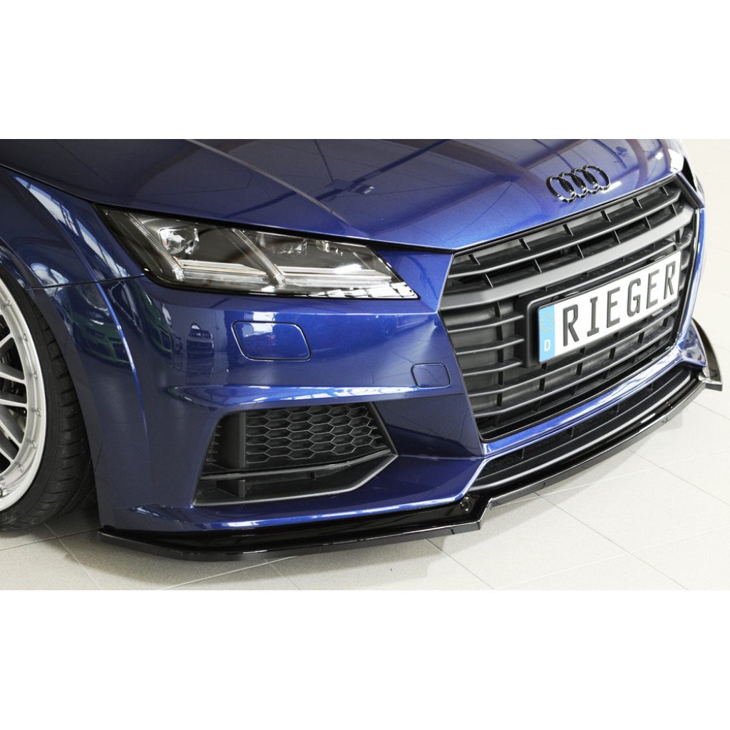 Rieger lipa pod přední nárazník pro Audi TT 8J-FV, 8S kupé, roadster vč. faceliftu, 07/14-08/18, 09/18-, plast ABS lakovaný do černé lesklé barvy