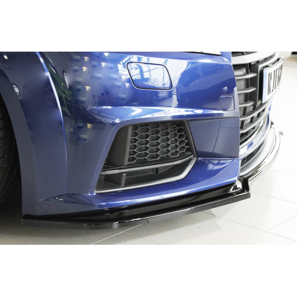 Rieger lipa pod přední nárazník pro Audi TT 8J-FV, 8S kupé, roadster vč. faceliftu, 07/14-08/18, 09/18-, plast ABS lakovaný do černé lesklé barvy