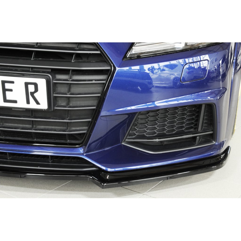 Rieger lipa pod přední nárazník pro Audi TT 8J-FV, 8S kupé, roadster vč. faceliftu, 07/14-08/18, 09/18-, plast ABS lakovaný do černé lesklé barvy