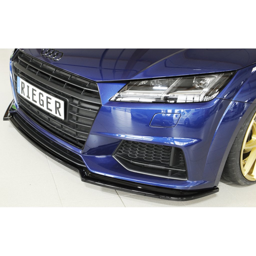 Rieger lipa pod přední nárazník pro Audi TT 8J-FV, 8S kupé, roadster vč. faceliftu, 07/14-08/18, 09/18-, plast ABS lakovaný do černé lesklé barvy