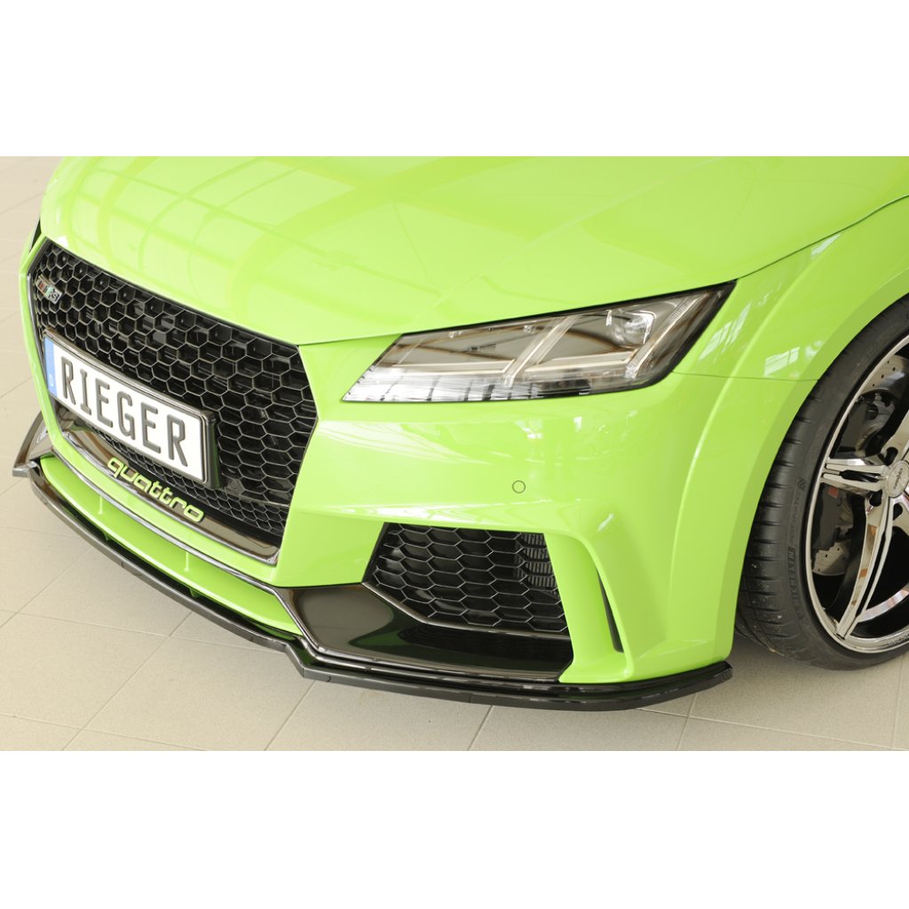 Rieger lipa pod přední nárazník pro Audi TT RS 8J, 8J1-FV, 8S kupé, roadster před faceliftem, 05/16-08/18, plast ABS lakovaný do černé lesklé barvy