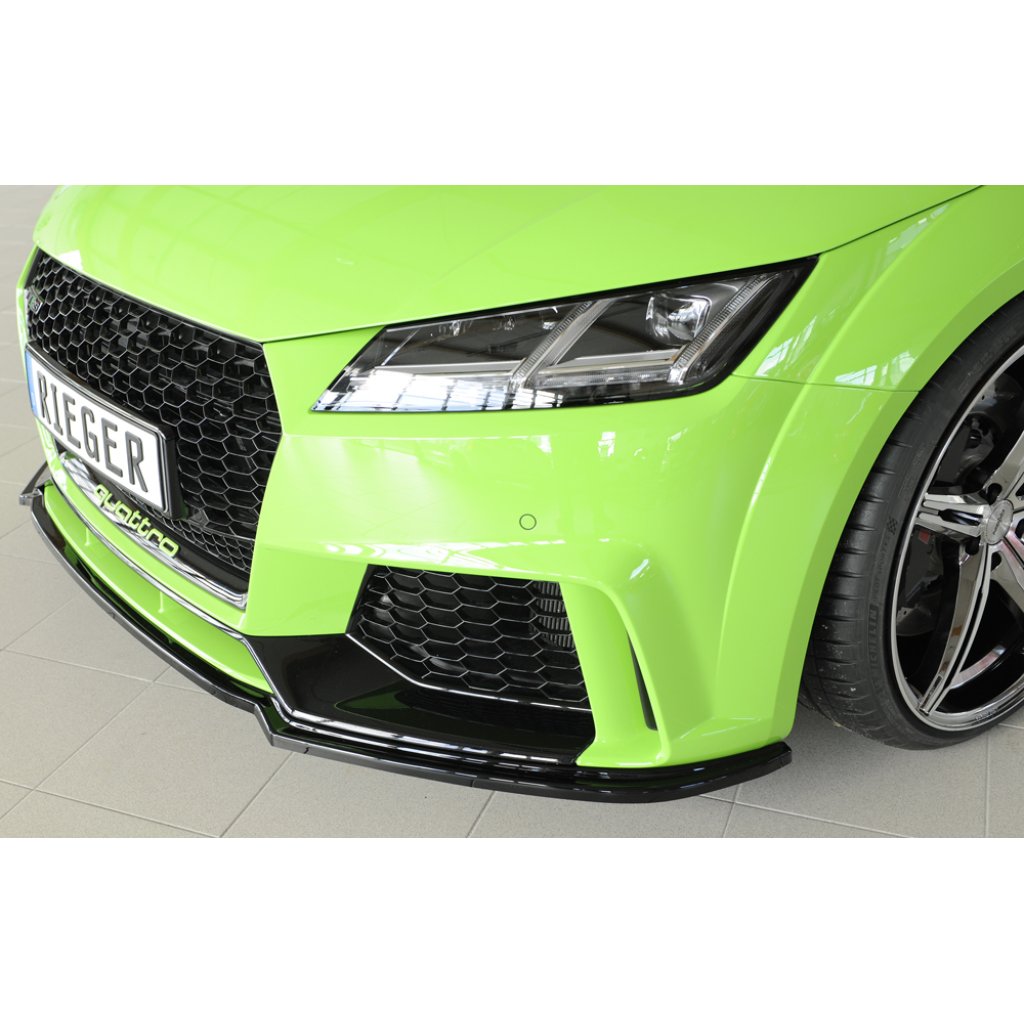 Rieger lipa pod přední nárazník pro Audi TT RS 8J, 8J1-FV, 8S kupé, roadster před faceliftem, 05/16-08/18, plast ABS lakovaný do černé lesklé barvy