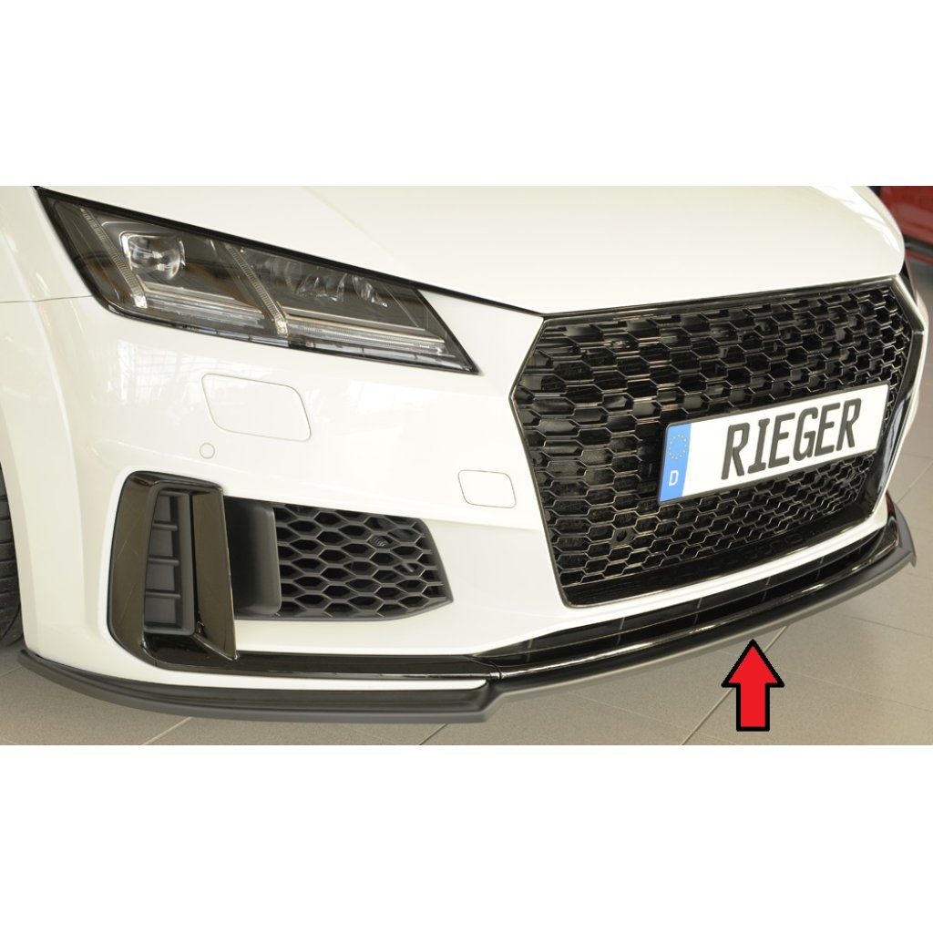 Rieger lipa pod přední nárazník pro Audi TTS 8J-FV, 8S kupé, roadster po faceliftu, 09/18-, plast ABS bez povrchové úpravy