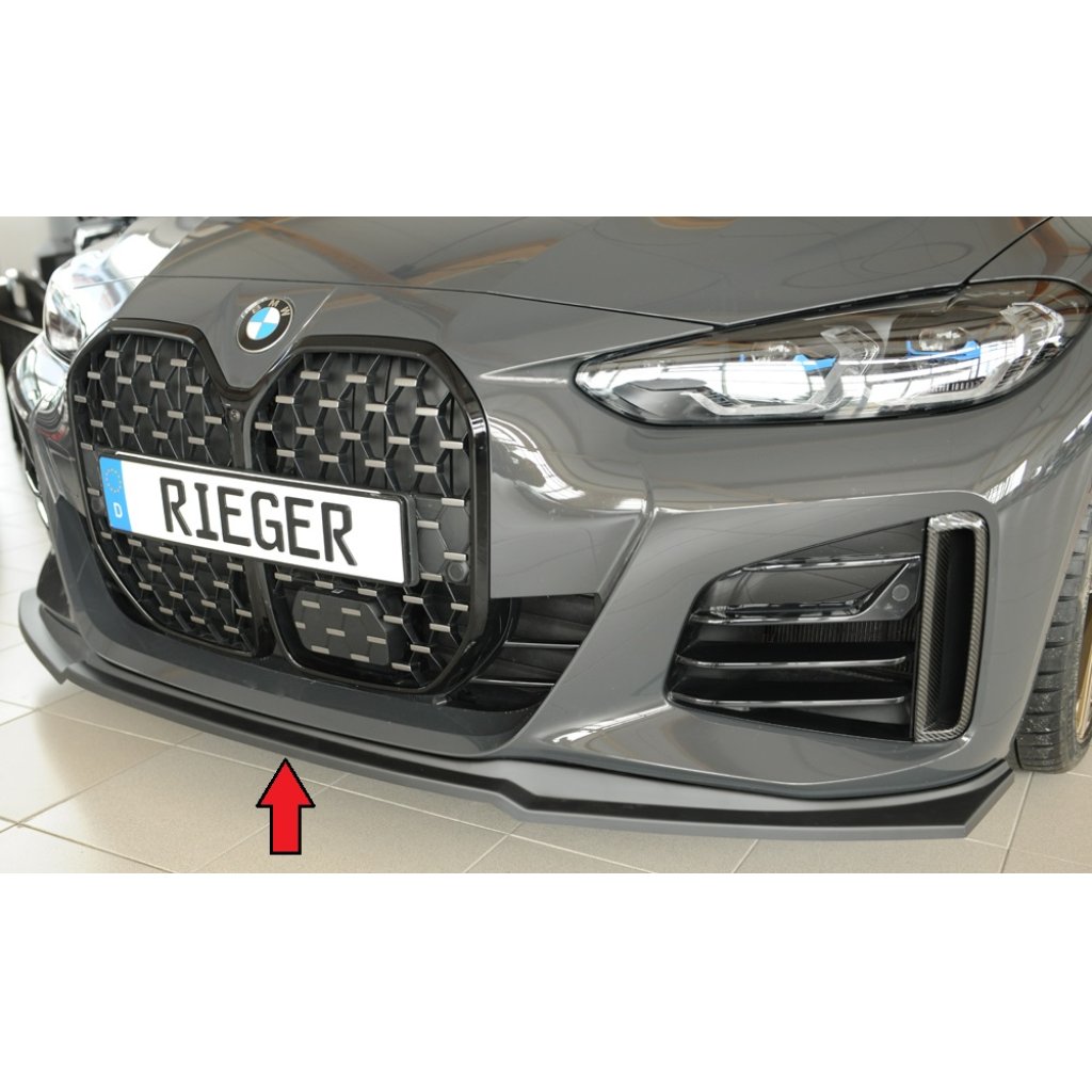 Rieger lipa pod přední nárazník pro BMW i4 M G26 gran coupe (5-dvéř.), plast ABS bez povrchové úpravy