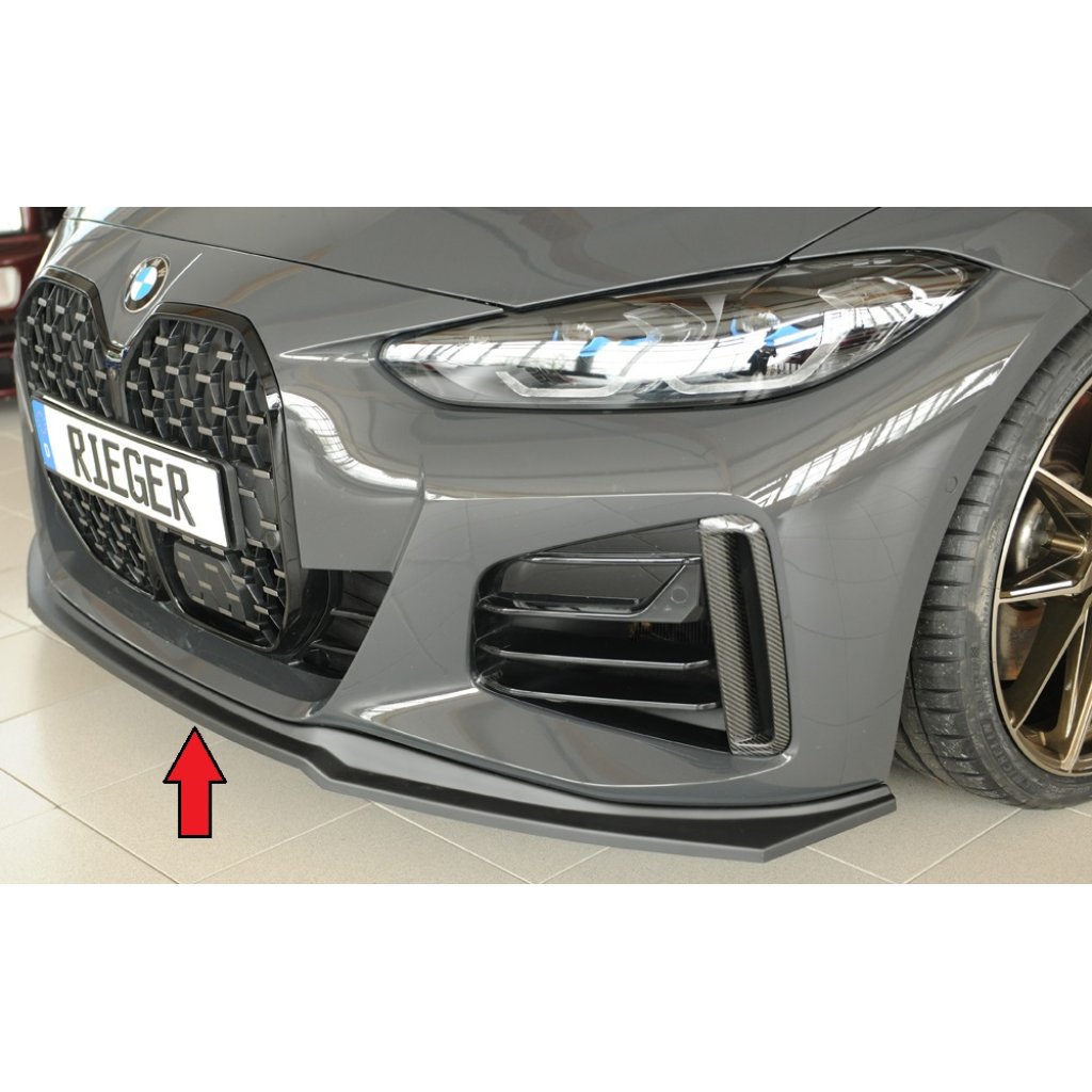 Rieger lipa pod přední nárazník pro BMW i4 M G26 gran coupe (5-dvéř.), plast ABS bez povrchové úpravy