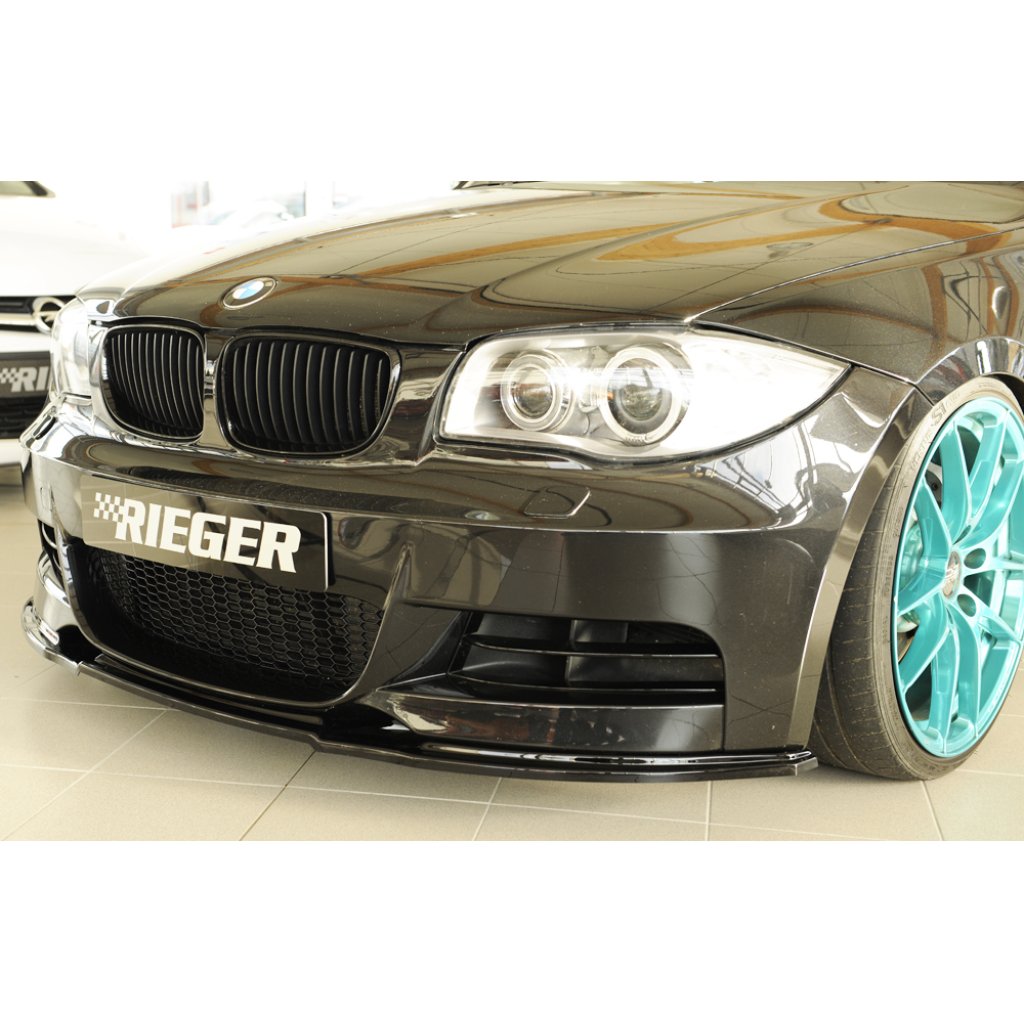 Rieger lipa pod přední nárazník pro BMW řada 1 E82, E88 kabriolet, kupé, 10/07-, plast ABS lakovaný do černé lesklé barvy