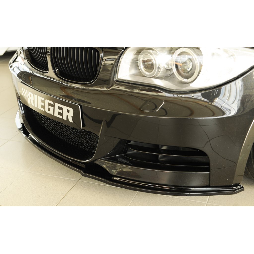 Rieger lipa pod přední nárazník pro BMW řada 1 E82, E88 kabriolet, kupé, 10/07-, plast ABS lakovaný do černé lesklé barvy