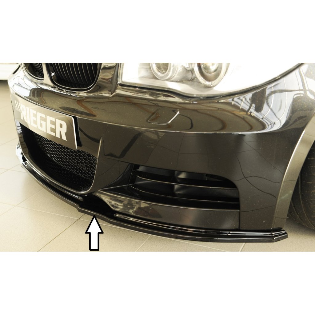 Rieger lipa pod přední nárazník pro BMW řada 1 E82, E88 kabriolet, kupé, 10/07-, plast ABS lakovaný do černé lesklé barvy