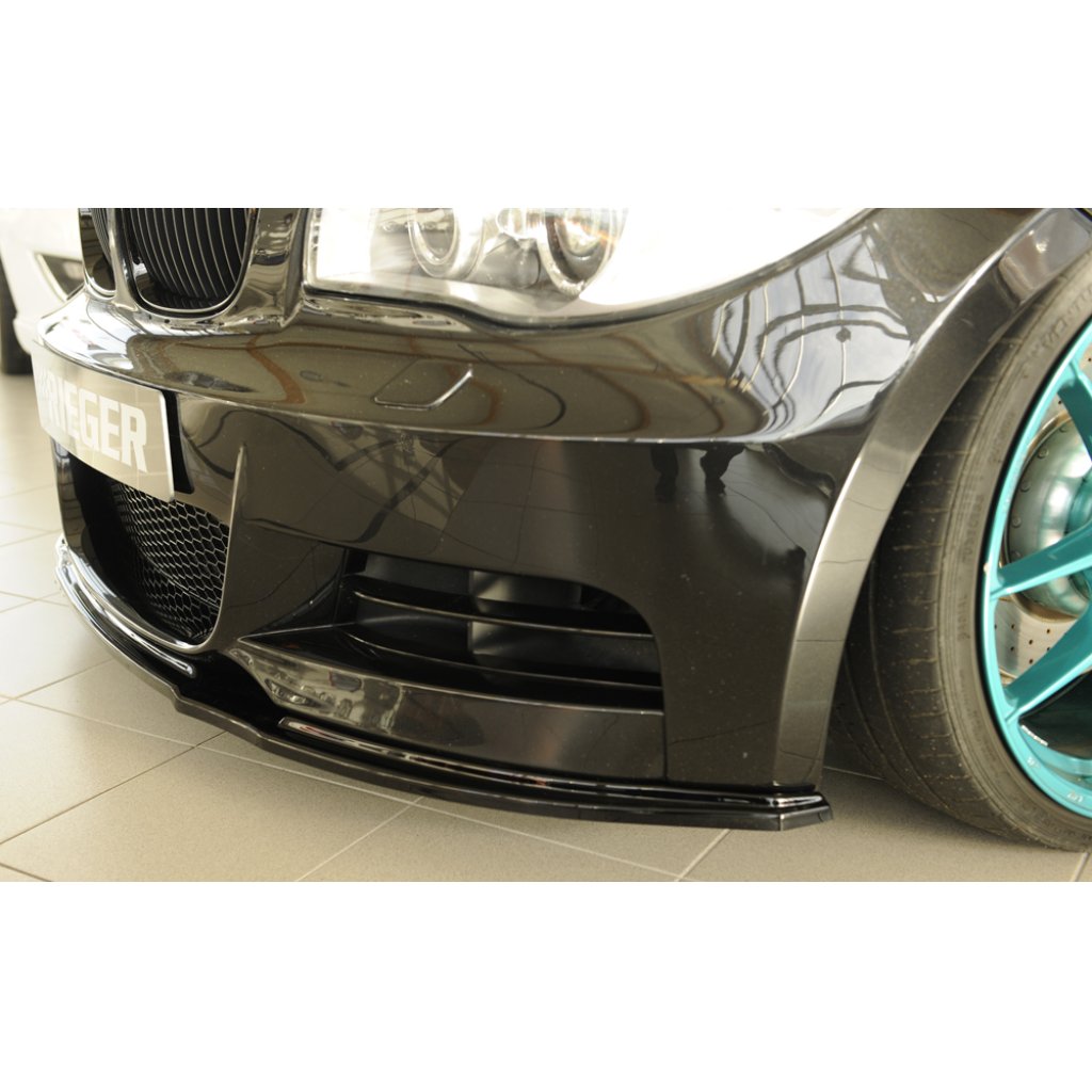 Rieger lipa pod přední nárazník pro BMW řada 1 E82, E88 kabriolet, kupé, 10/07-, plast ABS lakovaný do černé lesklé barvy