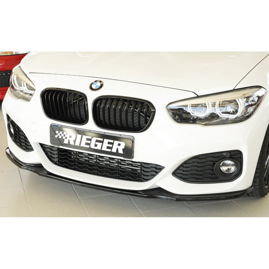 Rieger lipa pod přední nárazník pro BMW řada 1 F20, F21 sedan / 2-dvéř., sedan / 4-dvéř. po faceliftu LCI, 05/2015-, plast ABS lakovaný do černé lesklé barvy