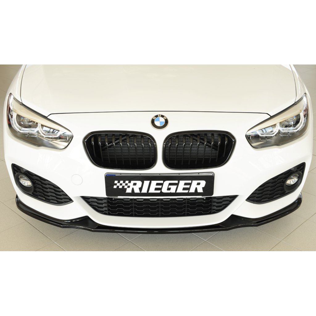 Rieger lipa pod přední nárazník pro BMW řada 1 F20, F21 sedan / 2-dvéř., sedan / 4-dvéř. po faceliftu LCI, 05/2015-, plast ABS lakovaný do černé lesklé barvy