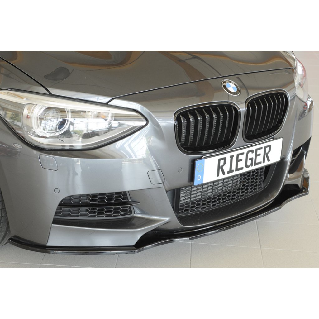 Rieger lipa pod přední nárazník pro BMW řada 1 F20, F21 sedan / 2-dvéř., sedan / 4-dvéř. před faceliftem, 09/11-03/2015, 09/12-03/2015, plast ABS lakovaný do černé lesklé barvy