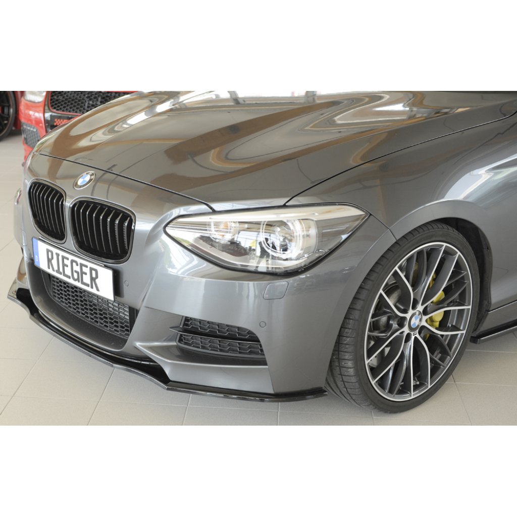 Rieger lipa pod přední nárazník pro BMW řada 1 F20, F21 sedan / 2-dvéř., sedan / 4-dvéř. před faceliftem, 09/11-03/2015, 09/12-03/2015, plast ABS lakovaný do černé lesklé barvy