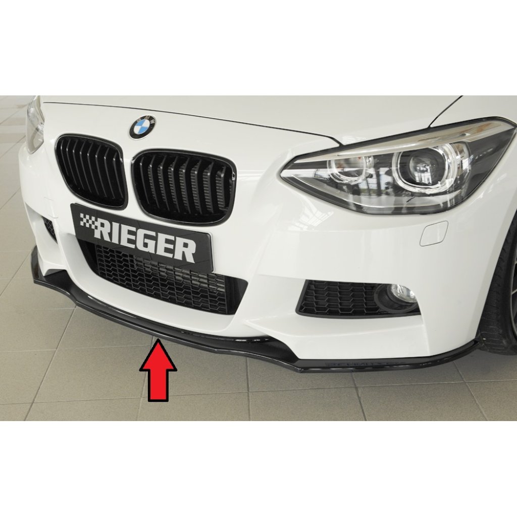 Rieger lipa pod přední nárazník pro BMW řada 1 F20, F21 sedan / 2-dvéř., sedan / 4-dvéř. před faceliftem, 09/11-03/2015, 09/12-03/2015, plast ABS lakovaný do černé lesklé barvy