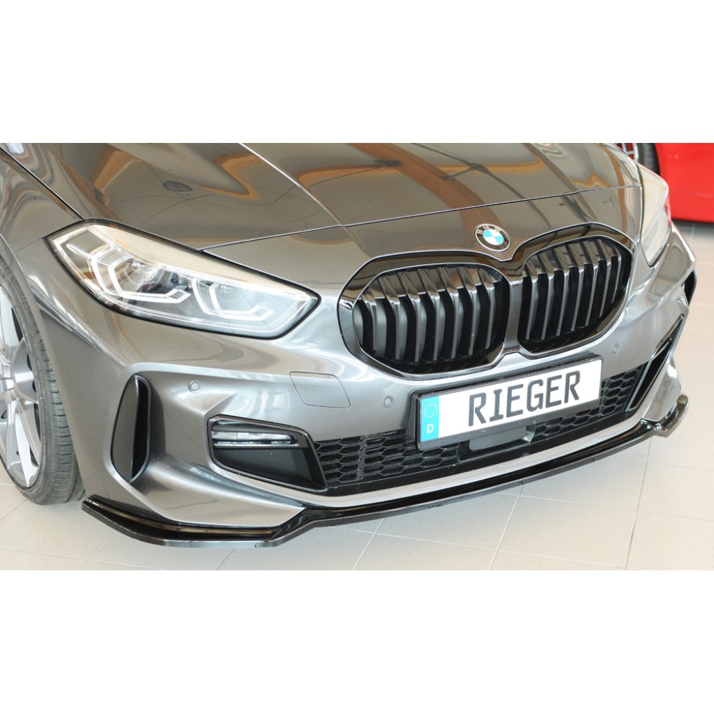 Rieger lipa pod přední nárazník pro BMW řada 1 F40 hatchback / 4-dr., 07/19-, plast ABS lakovaný do černé lesklé barvy