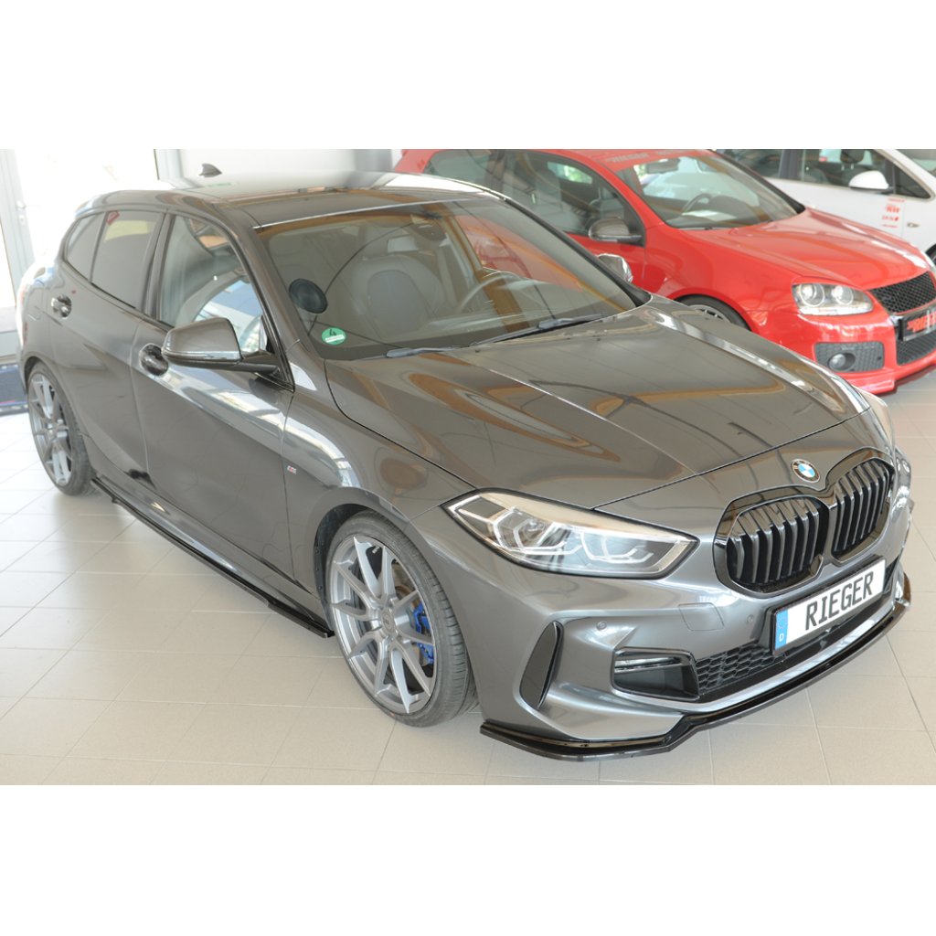 Rieger lipa pod přední nárazník pro BMW řada 1 F40 hatchback / 4-dr., 07/19-, plast ABS lakovaný do černé lesklé barvy