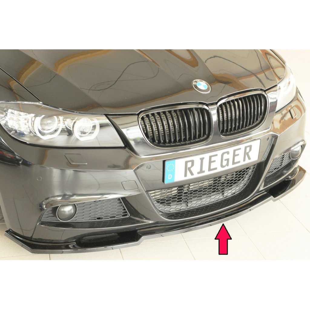 Rieger lipa pod přední nárazník pro BMW řada 3 E91 touring, 09/08-, plast ABS lakovaný do černé lesklé barvy