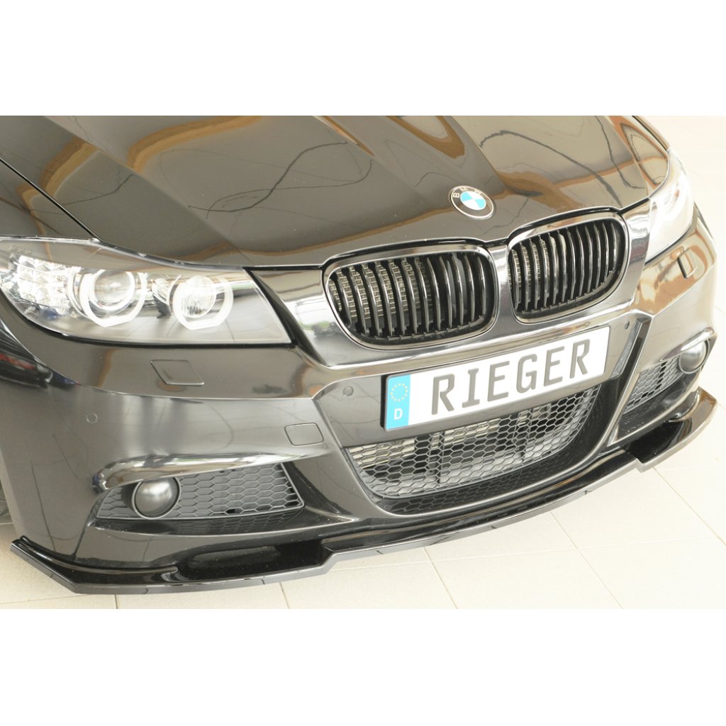 Rieger lipa pod přední nárazník pro BMW řada 3 E91 touring, 09/08-, plast ABS lakovaný do černé lesklé barvy
