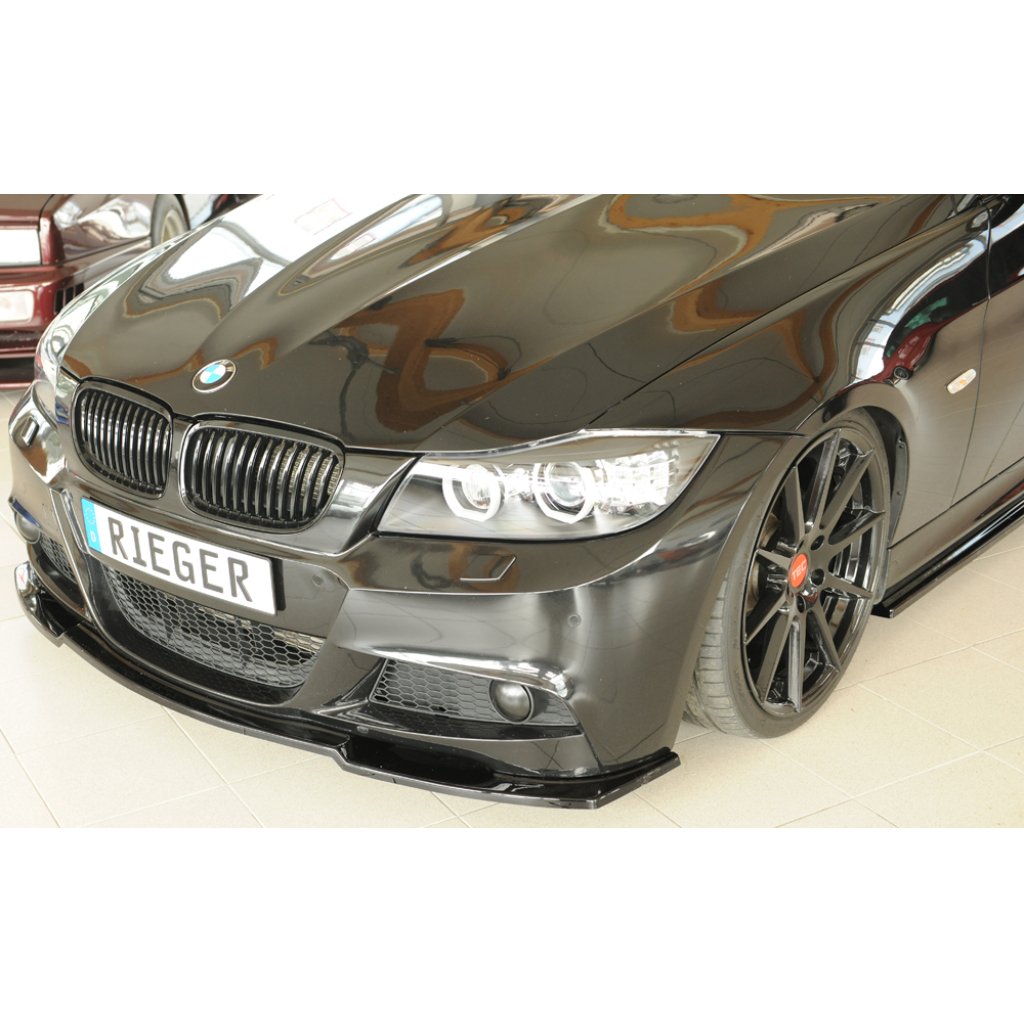 Rieger lipa pod přední nárazník pro BMW řada 3 E91 touring, 09/08-, plast ABS lakovaný do černé lesklé barvy