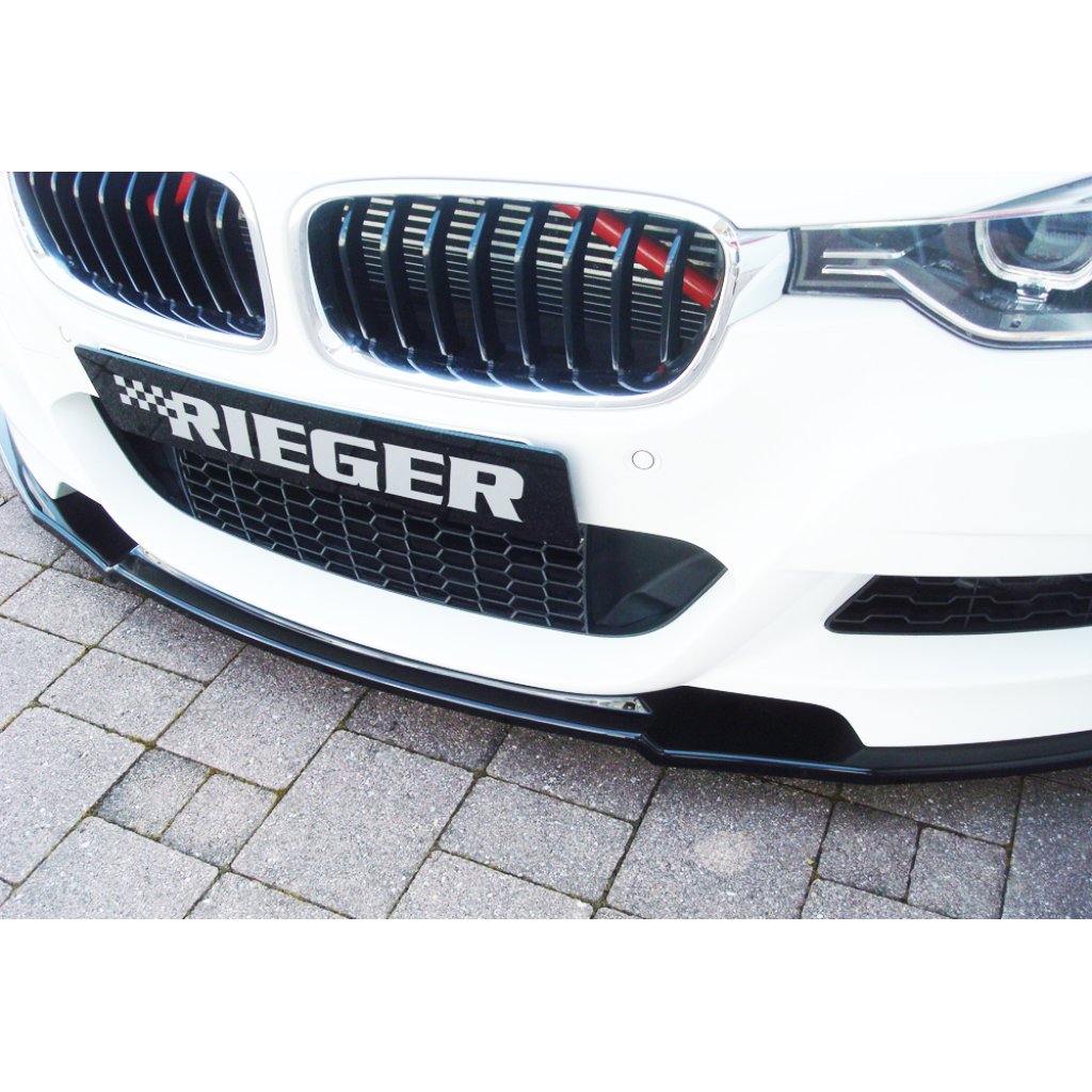 Rieger lipa pod přední nárazník pro BMW řada 3 F30, F31 sedan, touring vč. faceliftu, 02/12-06/15, 07/15-, 10/12-06/15, plast ABS lakovaný do černé lesklé barvy