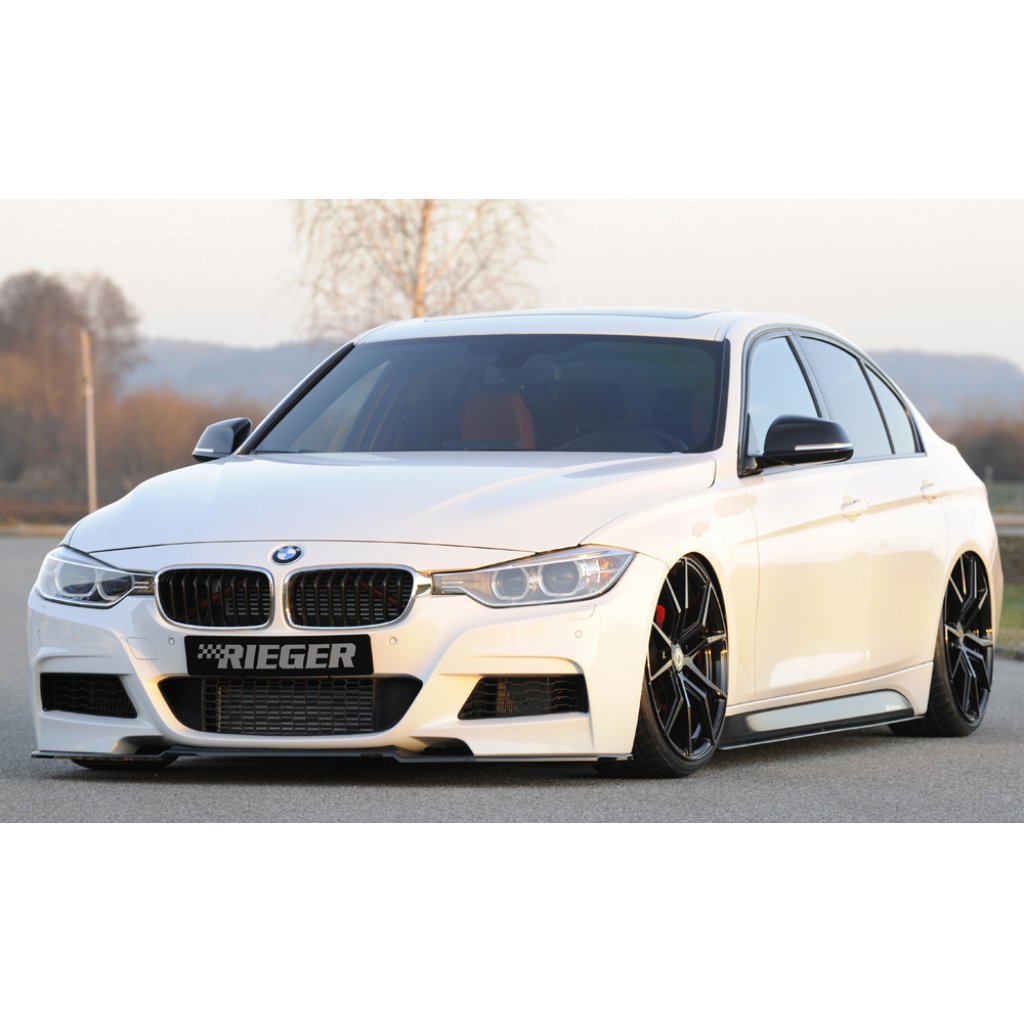 Rieger lipa pod přední nárazník pro BMW řada 3 F30, F31 sedan, touring vč. faceliftu, 02/12-06/15, 07/15-, 10/12-06/15, plast ABS lakovaný do černé lesklé barvy